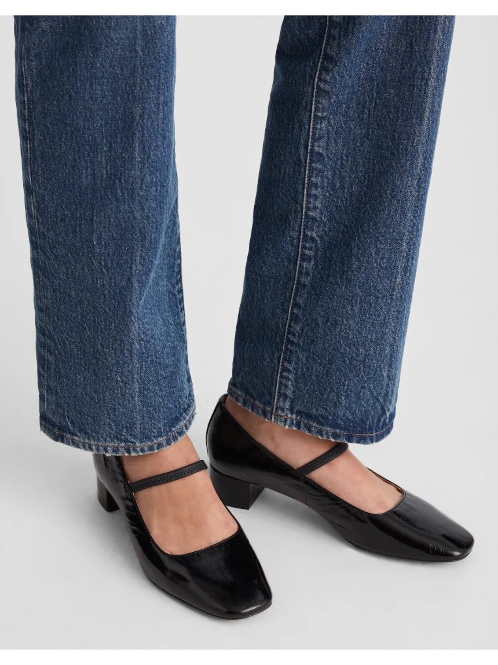 Madewell The Greta Pump True Black Crinkled Patent Leather Mary Jane Strap Sz 7M - Picture 2 of 15